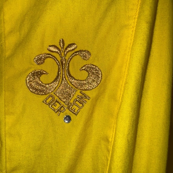 Dereon Sleeveless Yellow Dress Button Down Belted Fitted Party Womens - Picture 4 of 5